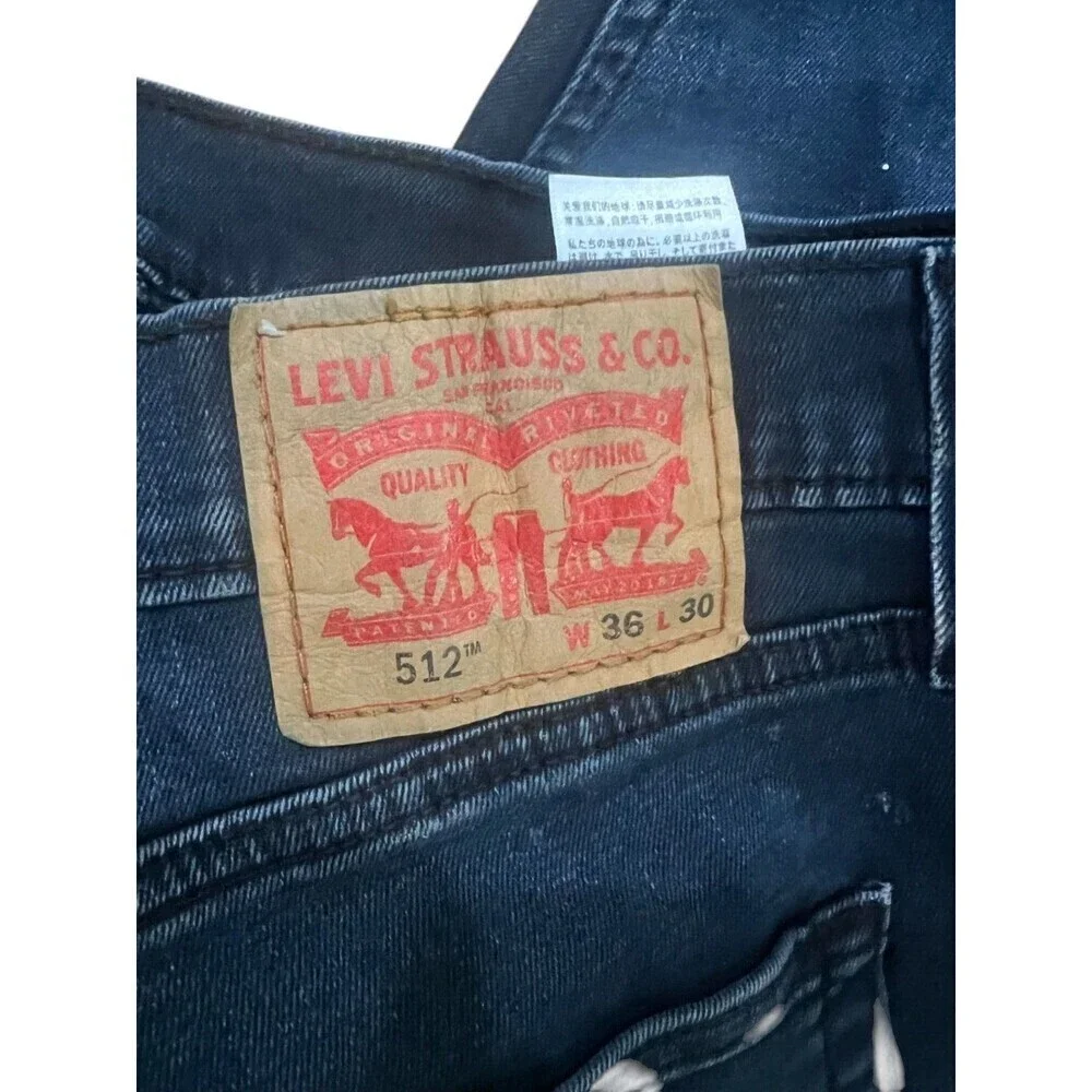 Levi's 512 Skinny Fit Jeans Mens Size 36Wx30L Blue Denim Dark Wash Waterless